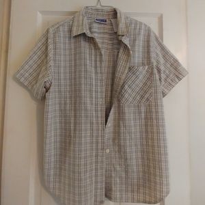 COPY - Erika & Co green and tan plaid button-down…